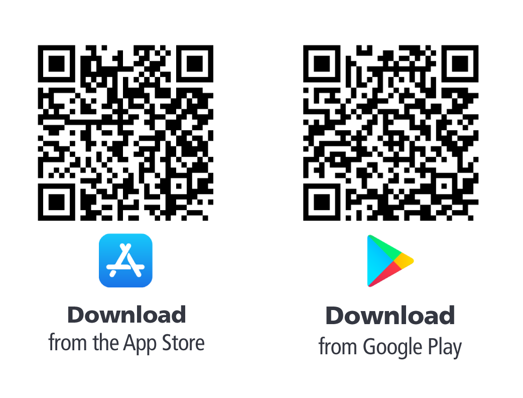 QR codes that point to the app store and google play store in order to download the leadership edge app