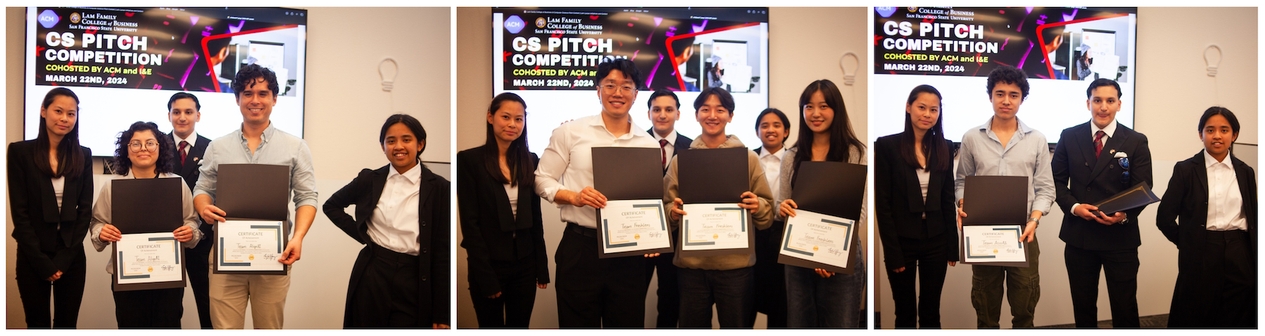 photo montage of multiple students in a classroom holding certificate awards