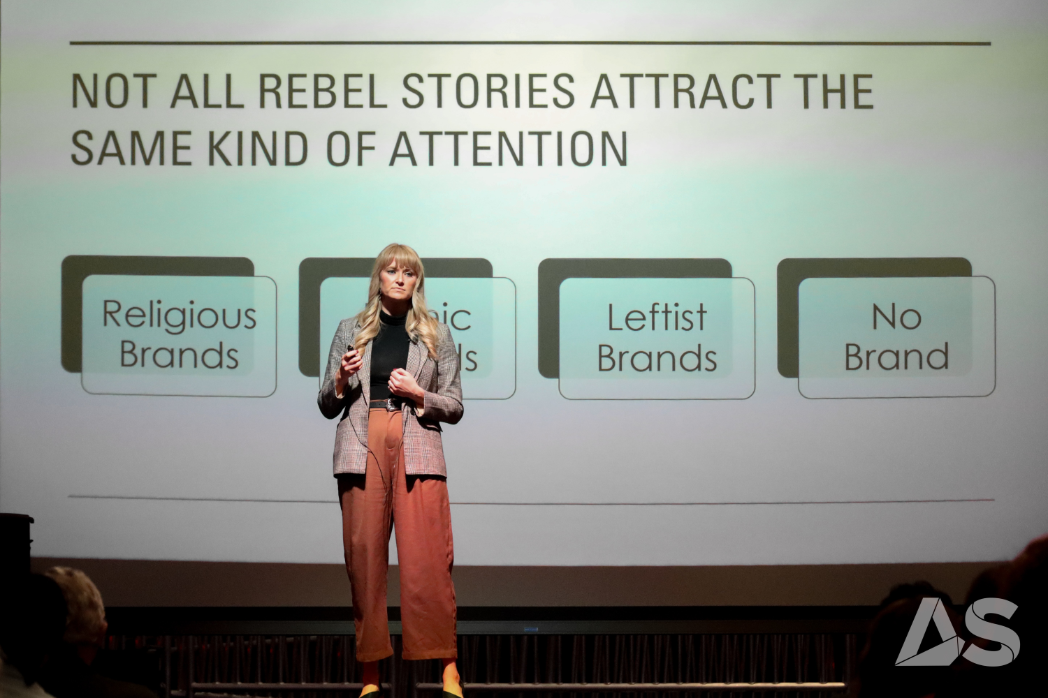 Amy Skoll is giving a speech at TEDxSF State 