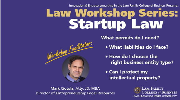 I&E Startup Law Workshop Card