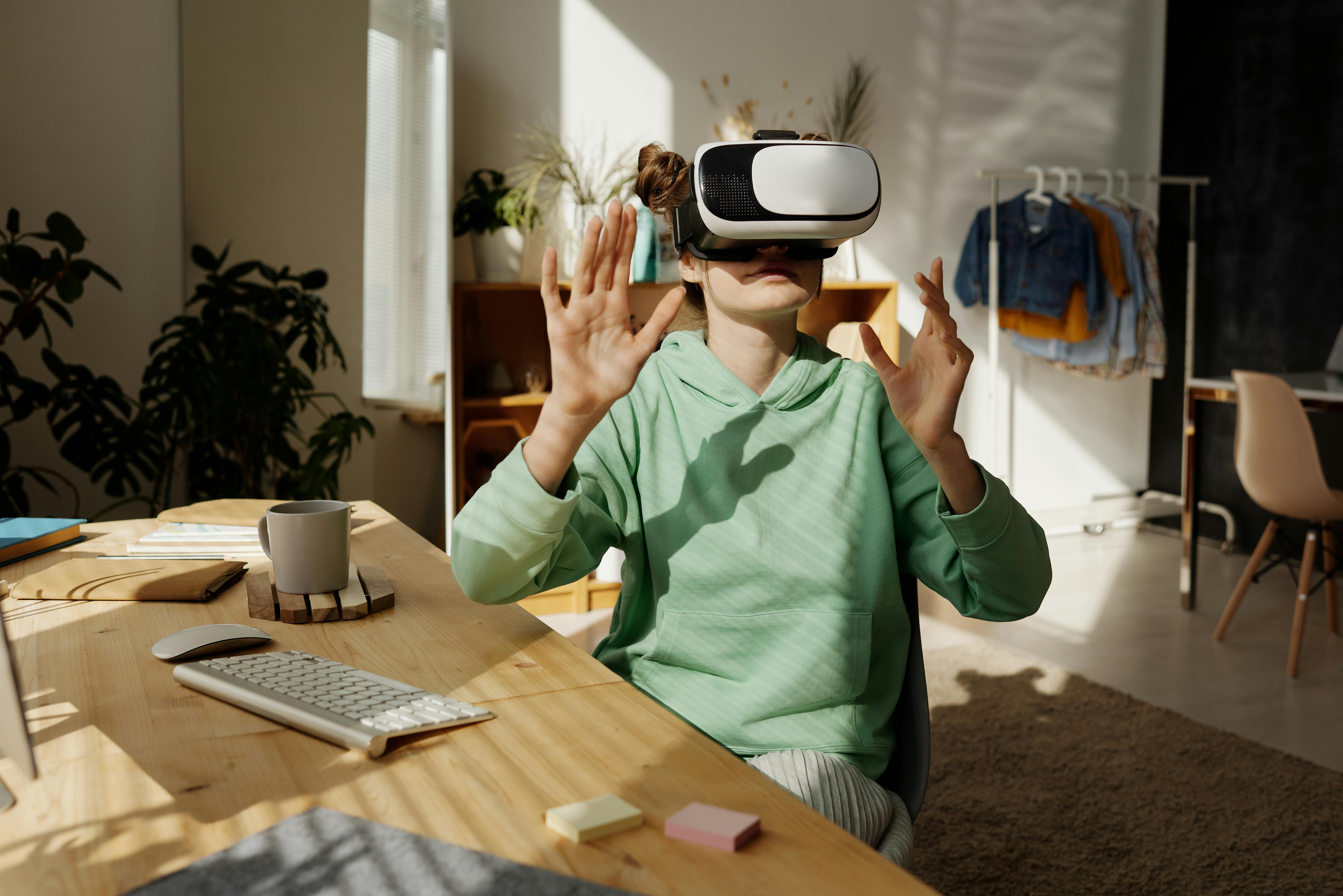  Teenage Girl Using a Virtual Reality Headset