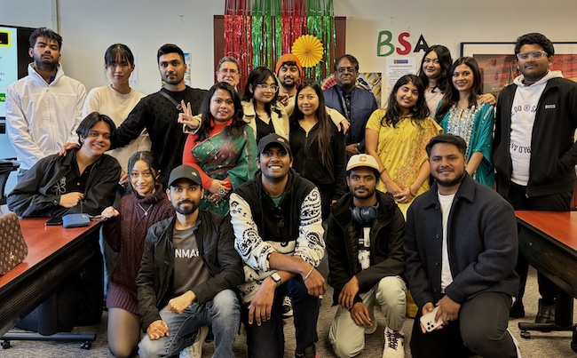 Group of SFSU students, faculty, and staff celebrating Bangladesh Victory Day