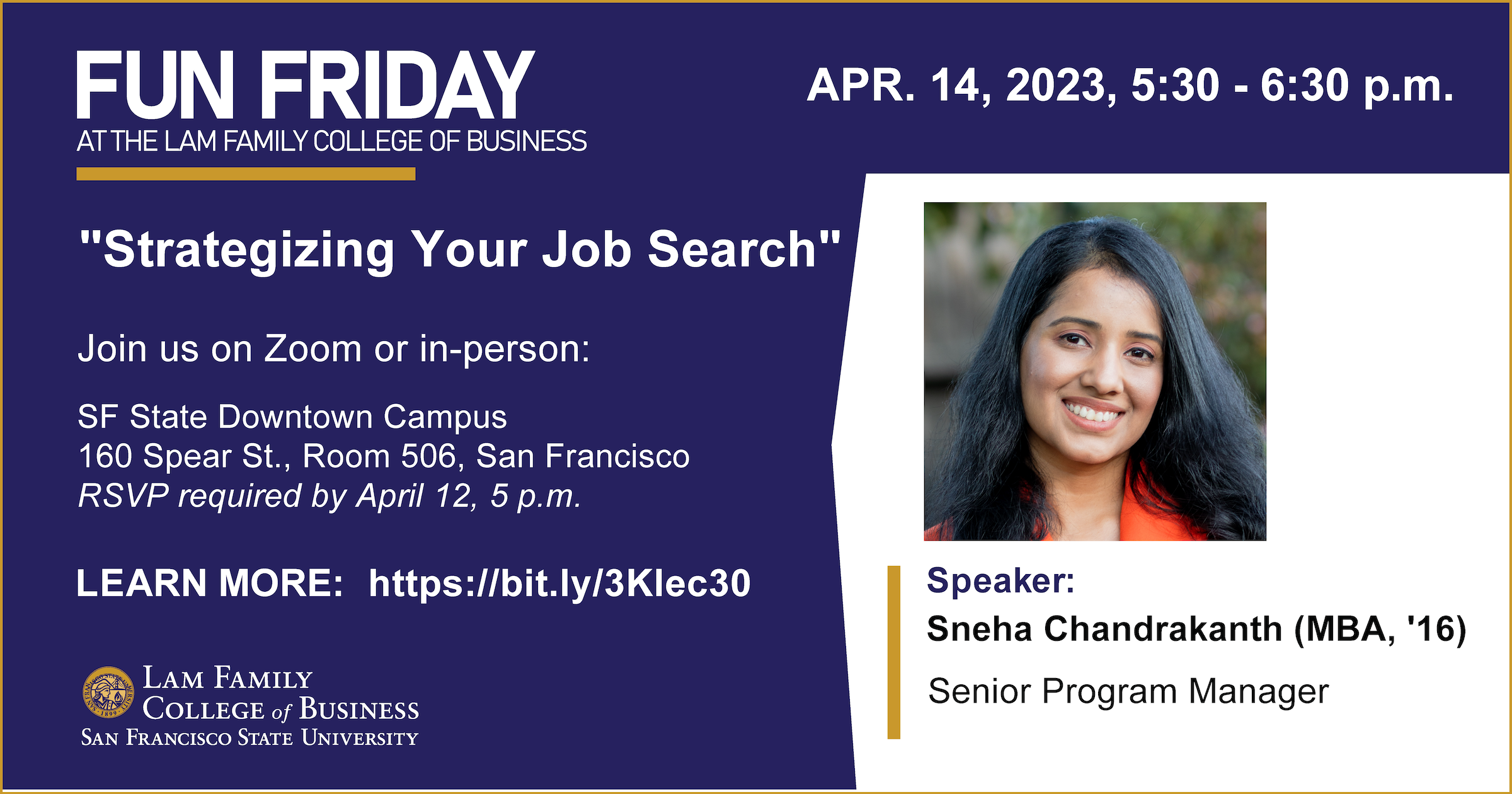 Fun Friday April 14, 2023 - speaker Sneha Chandrakanth