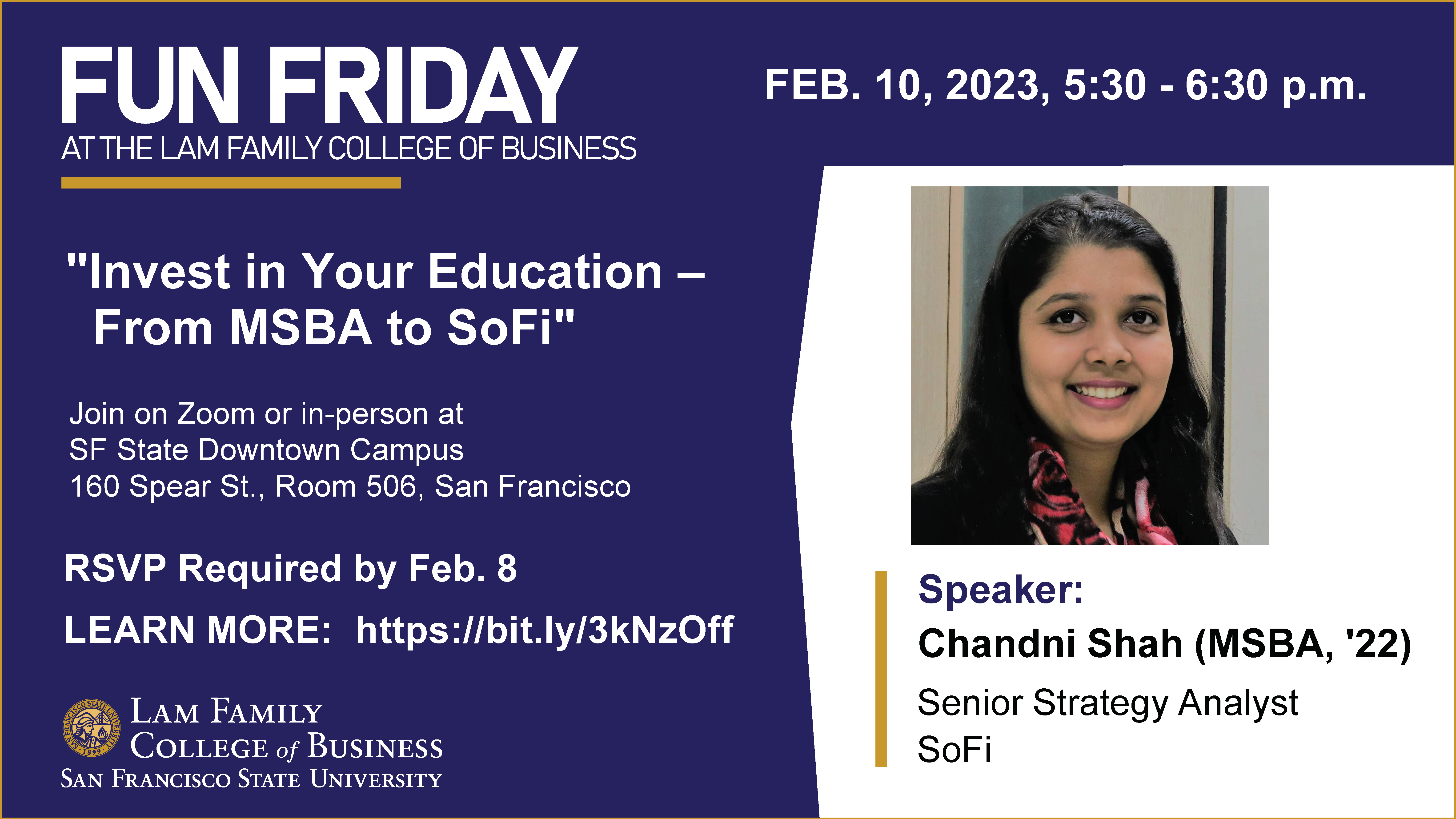 Fun Friday, Feb. 10, 2023, speaker Chandni Shah