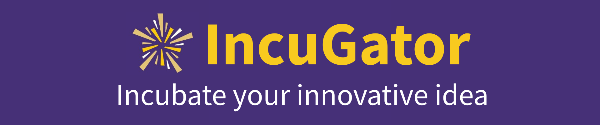Incugator, incubate your innovative idea; with a burst of rays graphic