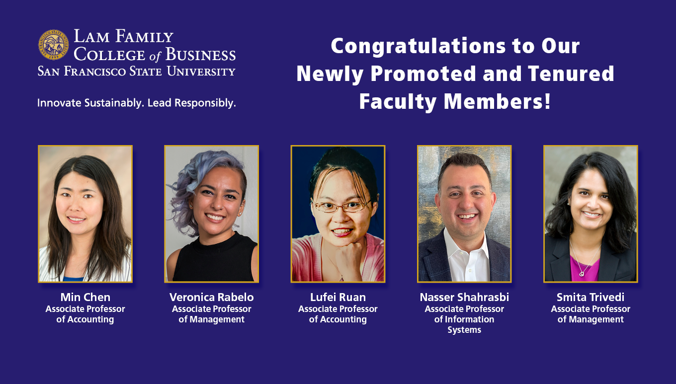 Lam Family College of Business congratulates five faculty on tenure and promotion