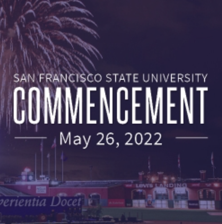 Fireworks background with SFSU Commencement May 26, 2022