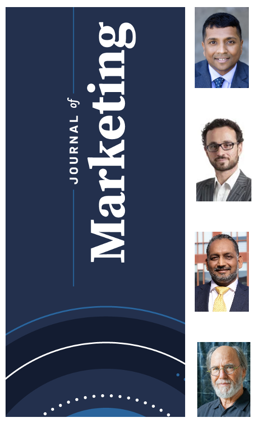 Journal of Marketing banner with Kumar, Michelli, Singh, and Golberg headshots