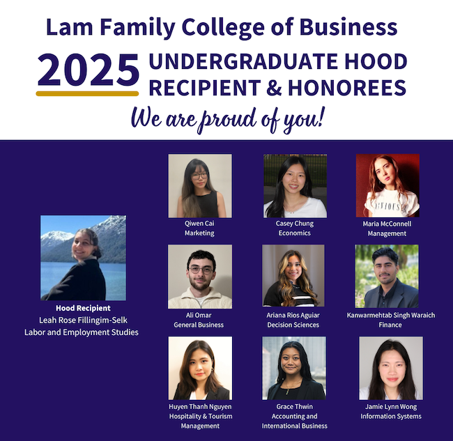 LFCoB Undergraduate Honorees 2025, 10 student headshots
