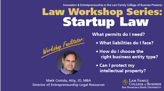 I&E Startup Law Workshop Card